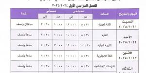 جدول امتحانات الصف الرابع الابتدائى الترم الأول 2025 فى الجيزة - عرب بريس