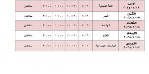 جدول امتحانات الصف الثانى الإعدادى الترم الأول 2025 فى الجيزة - عرب بريس