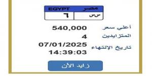 وصل سعرها 540 ألف جنيه.. التزايد على لوحة سيارة مميزة ينتهي غدًا - عرب بريس