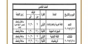 تنطلق اليوم.. جدول امتحانات الصفين الخامس والسادس الابتدائي ببني سويف - عرب بريس