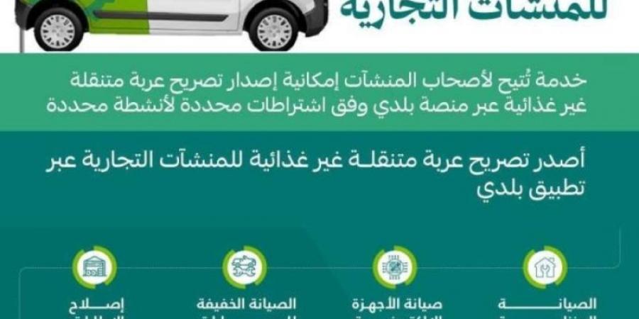 اتاحة إصدار تصريح عربة متنقلة للمنشآت غير الغذائية عبر تطبيق بلدي - عرب بريس