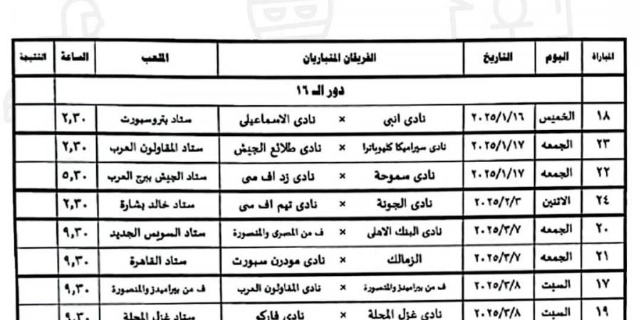 بعد تأهل الزمالك.. الاتحاد المصري لكرة القدم يعلن عن موعد مباريات دور الـ16 من كأس مصر - عرب بريس