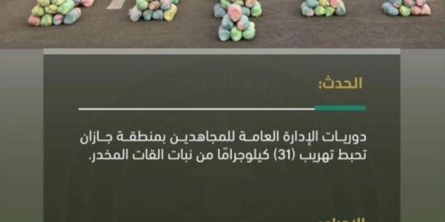 دوريات الإدارة العامة للمجاهدين بمنطقة جازان تحبط تهريب 31 كيلوجرامًا من نبات القات المخدر - عرب بريس