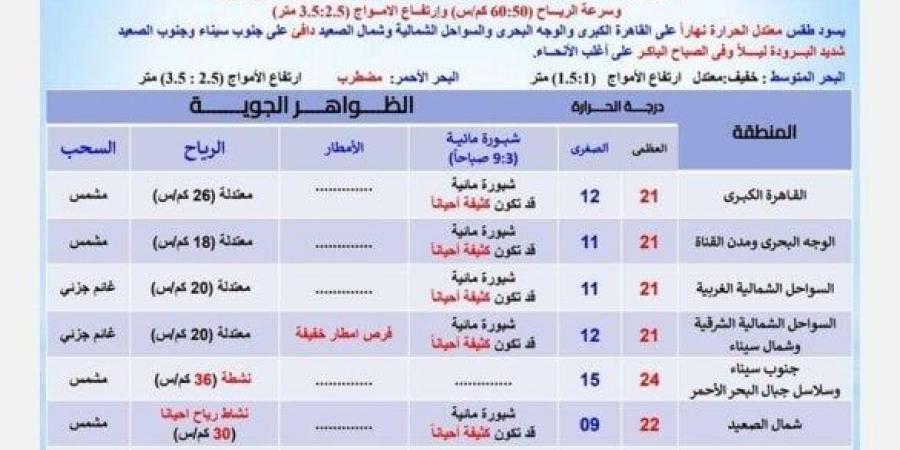 تحذير عاجل من الأرصاد بشأن حالة الطقس اليوم السبت 1 فبراير 2025: احذر الشبورة - عرب بريس