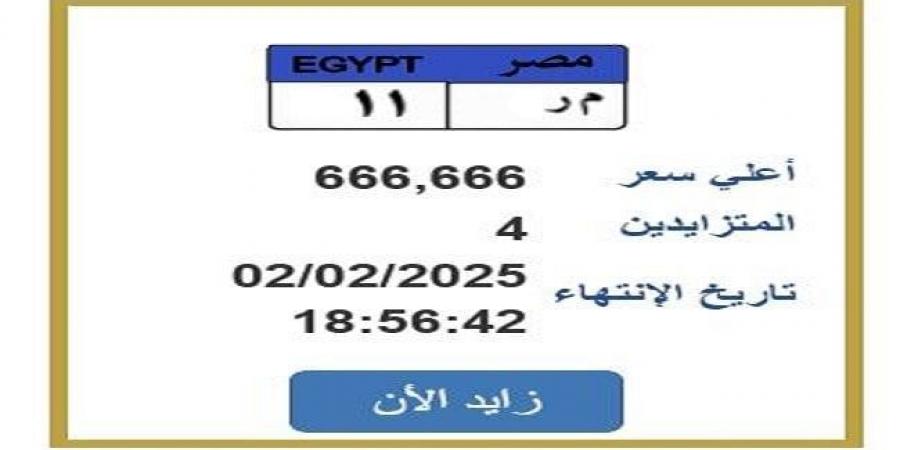 التزايد ينتهي بعد ساعات.. طرح لوحة سيارة مميزة برقم «م ر 11» - عرب بريس