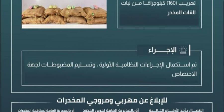 حرس الحدود بجازان يحبط تهريب (160) كيلوجرامًا من القات المخدر - عرب بريس