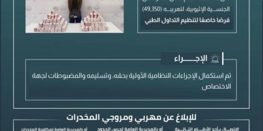 حرس الحدود بعسير يقبض على مخالف لنظام أمن الحدود لتهريبه (49,350) قرصًا خاضعًا لتنظيم التداول الطبي - عرب بريس